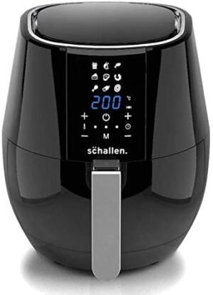 Schallen Modern Black Gloss Healthy Eating Low Fat Large 3.5L 1300-1500W Digital Display Air Fryer with 9 Cooking Settings and 30 Minute Timer (3.5L Air Fryer)