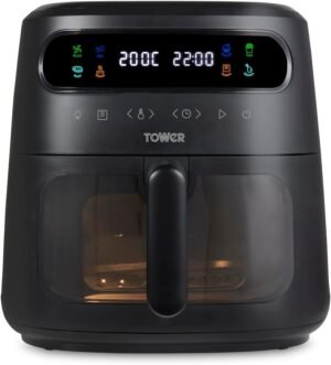 Tower, T17123, Vortx Vizion 7.5L Air Fryer with Colour Digital Display, Digital Control Panel & 7 One-Touch Pre-sets, 1900W, Black