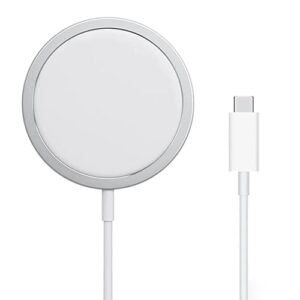 2024 Latest Version - Magnetic Wireless Charger【MFi Certified: Magnetic Base to USB-C Charging Cable - 1m/3.3ft】for iPhone 15/14/13/12/11/Plus/Pro/Pro Max/Mini Series, Portable Charging Dock, Silver