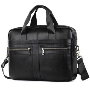 SPAHER Mens Leather Laptop Bag Briefcases for Men 15.6 Inch Leather Briefcase Business Work Laptop Handbag Shoulder Bag Messenger Bag with Removable Strap Daily Man Bag Gift for Man