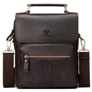 HUMERPAUL Men's Shoulder Bag, Genuine Leather Messenger Bag for Men, Man Bag Casual Crossbody Bags for Work Business Travel Daily Use
