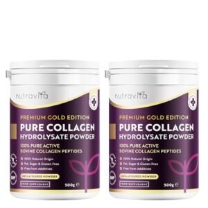 Collagen Powder 500g - Premium Gold Standard Bovine- 50 Servings - Collagen Peptides Supplement with 8 Essential Amino Acids - Made in The UK by Nutravita