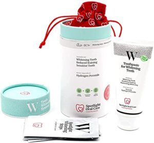 Spotlight Oral Care Teeth Whitening Strips | Gently Whitens Teeth Gradually & Safely | Active Ingredients Including Hydrogen Peroxide | Full 14-Day Course of Strips & 100 mL Whitening Toothpaste