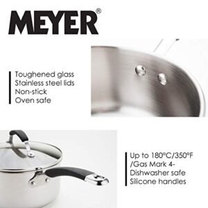 Meyer Stainless Steel Induction Hob Pan Set with Non Stick Frying Pan - 5 Piece Stainless Steel Pan Set, Oven & Dishwasher Safe