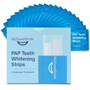 MySweetSmile Pap Teeth Whitening Strips - Enamel-Safe, Sensitivity-Free Formula - 42 Peroxide-Free Whitening Strips - Dentist-Approved - IndyBest Award-Winning Brand - 21 Treatments - Mint Flavour