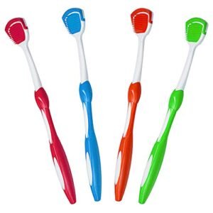 Tongue Scraper, 4 Pack Tongue Cleaner Brushes for Reduce Bad Breath and Maintain Mouth Health 4 Colors (Blue, Green, Red, Orange)