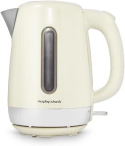 Morphy Richards Equip Jug Kettle, 1.7L, 3Kw Rapid boil, Removeable Limescale Filter, Easy View Water Gauge, Stainless Steel Case, Cream, 102784
