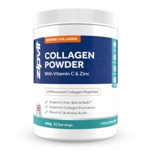 Zipvit Collagen Peptides Powder with Vitamin C & Zinc. Supports Hair, Skin, & Nails. Bovine Collagen with High Levels of 18 Essential Amino Acids. UK Supplier