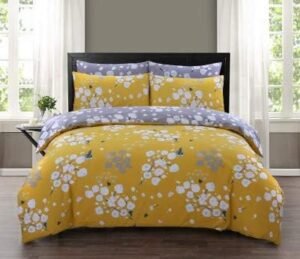 DTEX HOMES 100% Cotton Duvet Cover Set Printed Reversible Duvet Quilt Cover Set,Blossom-King