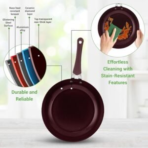 NutriChef 11 Pc Pots and Pans Set Non Stick Cookware with Ceramic Coating, Ergonomic Handles, Induction Ready, Includes Saucepan, Dutch Oven, Large & Small Fry Pans, Royal Blue