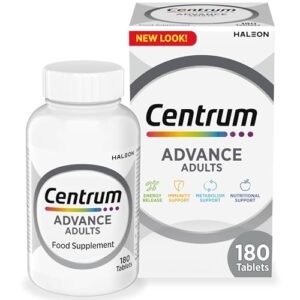 Centrum Advance Multivitamin Tablets for Men and Women, 180 Tablets, Vitamins with 24 Essential Nutrients, including Vitamin C, D and Zinc (Packaging and Tablet colour may vary slightly)