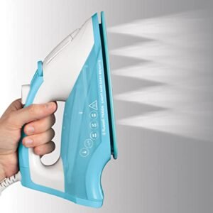Russell Hobbs Light & Easy Brights Aqua Steam Iron, Fabric Softening Infused Ceramic Soleplate. 2x smoother glide, 2x durability, 240ml Water Tank, 115g Steam Shot, 35g Continuous Steam, 2400W, 26482