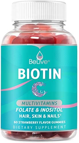 Biotin Hair Growth Vitamin Supplement Gummies with 5000mcg for Women or Men | Added Essential Multivitamins Support Skin Collagen & Nails | Vegan Friendly | Strawberry Flavour (60 Count)