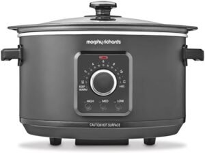 Morphy Richards 3.5L Easy Time Slow Cooker, Automatic Heat Settings, Keep Warm Mode, Hob Proof, Countdown Indicator, Dishwasher Safe Pot, Matte Black, 460021