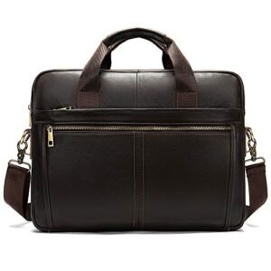 BAIGIO Laptop Bag, 14 inch Business Briefcase for Men Women Large Waterproof Laptop Case Shoulder Messenger Bag,Large Capacity Business Vintage Travel Shoulder Bag (Dark Coffee-1)