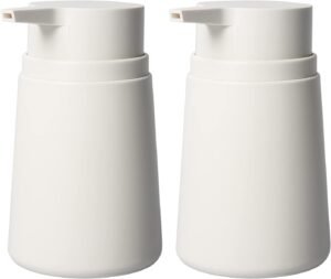 Topsky Soap Dispenser with Plastic Pump, 320ml Liquid Hand Soap Dispenser, Rustproof Pump for Kitchen & Bathroom, Great for Lotions, Essential Oil, Liquid Soaps, 2 Pack (White)