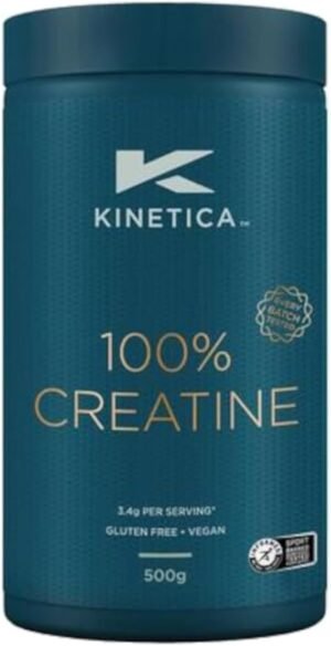 Kinetica Premium Creapure® Creatine Monohydrate Powder | 500g | 147 Servings | Enhances Muscle Strength & Power | Unflavoured, Gluten Free, Vegan Friendly