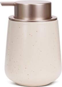 Umlaca Soap Dispenser Ceramic for kitchens,Bathroom Refillable Liquid Hand Soap Dispenser for Lotion,detergent,liquid hand soap12oz (Pockmarked Beige Liquid Soap Dispenser)