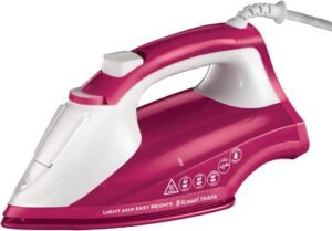 Russell Hobbs Light & Easy Brights Berry Steam Iron, Fabric Softening Infused Ceramic Soleplate. 2x smoother glide, 2x durability, 240ml Water Tank, 115g Steam Shot, 35g Continuous Steam, 2400W, 26480