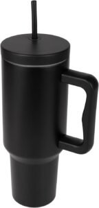 wintfarm 40oz Tumbler Insulated Travel Mug with Straw and Lid,Black 40oz Tumbler,Leakproof Stainless Steel Coffee Cup with Handle for Keeping Beverages Hot or Cold,Perfect for Commuting & Travel