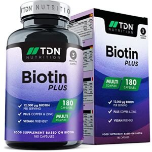 Biotin Hair Growth Supplement,180 Biotin Capsules Complex, 𝐒𝐤𝐢𝐧, 𝐍𝐚𝐢𝐥𝐬 𝐚𝐧𝐝 𝐇𝐚𝐢𝐫 𝐕𝐢𝐭𝐚𝐦𝐢𝐧𝐬 𝐟𝐨𝐫 𝐖𝐨𝐦𝐞𝐧 & 𝐌𝐞𝐧, Vegan Biotin Capsules (not Tablets) for Hair Loss Treatment
