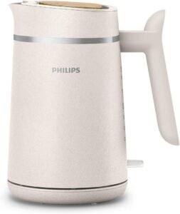 Philips Eco Conscious Edition Kettle 5000 Series, 100% Bio-based plastics*, 1.7 L Capacity, Cordless + 360° Pirouette Base, Silk White Matt Finish, (HD9365/11)