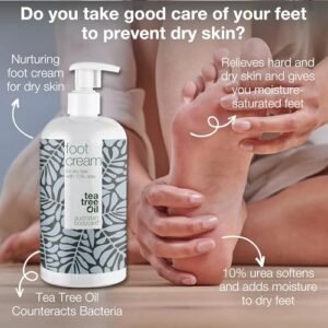 Foot Cream from Australian Bodycare 500ml | Hard Skin Remover for Women & Men | Treatment against Hard, very Dry & Cracked Feet with 10% Urea | Foot Care against Sweaty Feet with Tea Tree Oil
