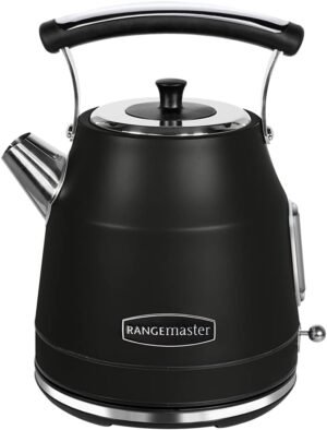 Rangemaster RMCLDK201BK Black Cordless Electric 1.7L 3kW Classic Kettle with Quick & Quiet Boil, Boil Dry Protection & 3 Year Guarantee