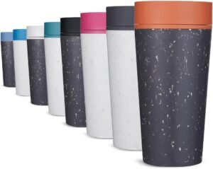 Circular & Co Insulated Reusable Coffee Cup - 12oz/340ml - Medium Travel Mug - 100% Leakproof & Lockable - Push Top, One Hand Open, 360 Drinking Coffee Tumbler - Recyclable - BPA Free, Dishwasher Safe