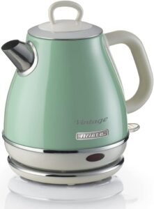 Ariete 2868 B Vintage Cone Style Small 1 Litre Electric Kettle Unique Retro - 360 ° cordless base and Auto shuts off, 20 cm x 21 cm x 15.50 cm (Beige)