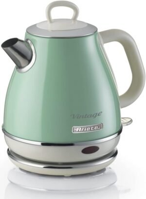 Ariete 2868 B Vintage Cone Style Small 1 Litre Electric Kettle Unique Retro - 360 ° cordless base and Auto shuts off, 20 cm x 21 cm x 15.50 cm (Beige)
