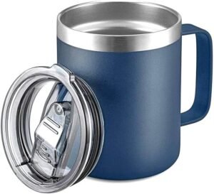 ONEKLIK Travel Mugs, 380ml Insulated Coffee Cup with Leakproof Lid,Reusable Coffee Cups Travel Cup,Coffee Travel Mug,Double Walled Coffee Mug,Stainless Steel thermaol Mug for Hot Cold Drinks 12oz Blue