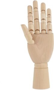 Wooden Hand Model, Flexible Moveable Wooden Women Mannequin Hand Artist Model Jointed Articulated Wood Sculpture for Sketching Drawing Painting Artwork Home Office Desk Decoration(10 "Left Hand)