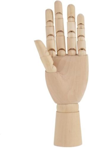 Wooden Hand Model, Flexible Moveable Wooden Women Mannequin Hand Artist Model Jointed Articulated Wood Sculpture for Sketching Drawing Painting Artwork Home Office Desk Decoration(10 "Left Hand)