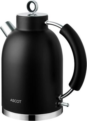 ASCOT Kettle Electric, Cordless-Fast-Boil, Stainless Steel Filter Kettles Tea Heater & Hot Water Boiler, 1.5L, 2200W, Automatic Shutoff, Boil-Dry Protection Kettle (Beige)