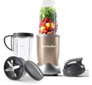 nutribullet Blender 900 Series - Powerful 24,000 RPM Extractor Blends Frozen Fruit, Nuts & Ice - 8 Piece Kit Includes 1x Oversized Cup, 1x Tall Cup, 1x Handled Ring & 2 Lids - For Smoothies & Juices