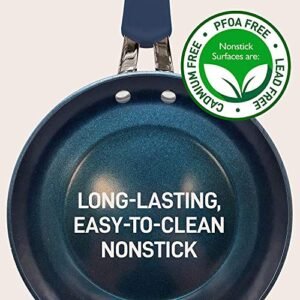 NutriChef 11 Pc Blue Diamond Nonstick Ceramic Cookware Set - Durable Pots and Pans with Cool-Touch Handles, Lids, Utensils