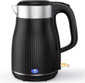OMISOON Electric Kettle Stainless Steel 1.8L, Kettles Electric with Keep Warm Function, 1500W-1800W Rapid Boil, Auto Shut-Off and Boil-Dry Protection, Black