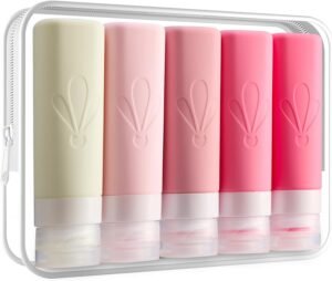 INSFIT Travel Bottles for Toiletries, CAA Approved 90ml Travel Size Containers, BPA Free Leak Proof Squeezable Silicone Tubes for Shampoo Conditioner Lotion Soap with Labels