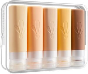INSFIT Travel Bottles for Toiletries, CAA Approved 90ml Travel Size Containers, BPA Free Leak Proof Squeezable Silicone Tubes for Shampoo Conditioner Lotion Soap with Labels