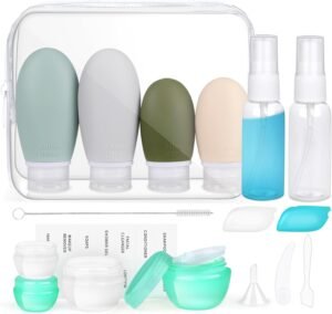 Opret 18 Pcs Travel Bottles Set for Toiletries, Silicone Travel Containers 100ml/60ml TSA Approved Leak Proof Refillable BPA Free Travel Accessories for Shampoos, Conditioner and Lotion