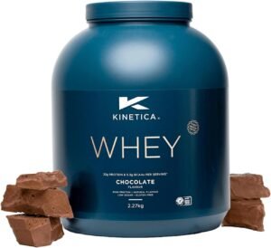 Kinetica Chocolate Whey Protein Powder | 2.27kg | 22g Protein per Serving | 75 Servings | Sourced from EU Grass-Fed Cows | Superior Mixability & Taste