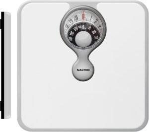 Salter 484 WHDR Mechanical Bathroom Scale - Easy Read Body Weight Scale With Magnifying Lens, Non-Slip Cushion Mat, No Batteries, Max Capacity 133kg, Accurate & Precise Metric & Imperial Readings