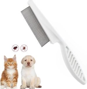 Flea Comb for Dogs Cats, Dog Hair Comb Grooming Tool for Removing Tear Stains, Fleas, Dandruff, Lice