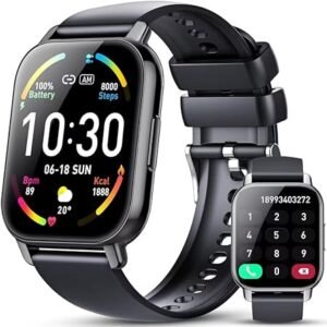 Hoxe Smart Watch for Men Women Answer/Make Calls, 1.85" Inch HD Touch Screen Fitness Watch with Heart Rate Sleep Monitor, 100+ Sports Modes, Step Counter, IP68 Waterproof, Compatible with Android IOS
