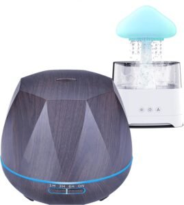 Diffuserlove Rain Cloud Humidifier Diffuser Water Drip Humidifier Waterfall Lamp Mushroom Humidifier Rain Sounds White Noise Humidifier Air Humidifiers for Bedroom Desk