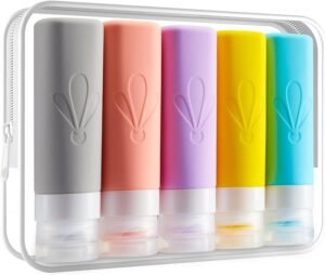 INSFIT Travel Bottles for Toiletries, CAA Approved 90ml Travel Size Containers, BPA Free Leak Proof Squeezable Silicone Tubes for Shampoo Conditioner Lotion Soap with Labels