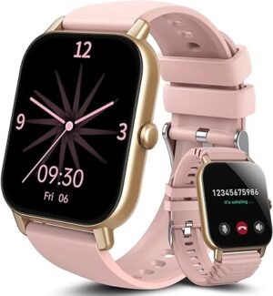 Smart Watch Answer/Make Calls, 1.85" Touch Screen Fitness Watch for Women Men, Heart Rate Sleep Monitor, Step Counter, 112 Sports Modes, IP68 Waterproof Fitness Tracker for iOS Andriod (Pink)