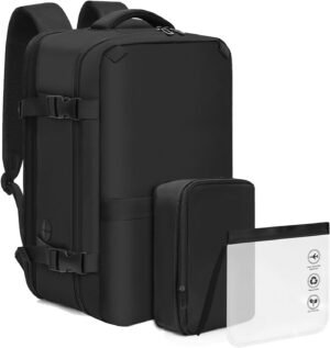 OTAHGK Cabin Bags 40x20x25 for Ryanair Underseat Carry-Ons with Two Small Bags- Travel Backpack Hand Luggage Cabin Size 20L - Casual School Bag with USB Port - Black