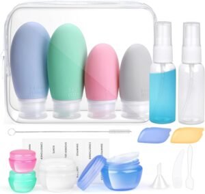 Opret 18 Pcs Travel Bottles Set for Toiletries, Silicone Travel Containers 100ml/60ml TSA Approved Leak Proof Refillable BPA Free Travel Accessories for Shampoos, Conditioner and Lotion